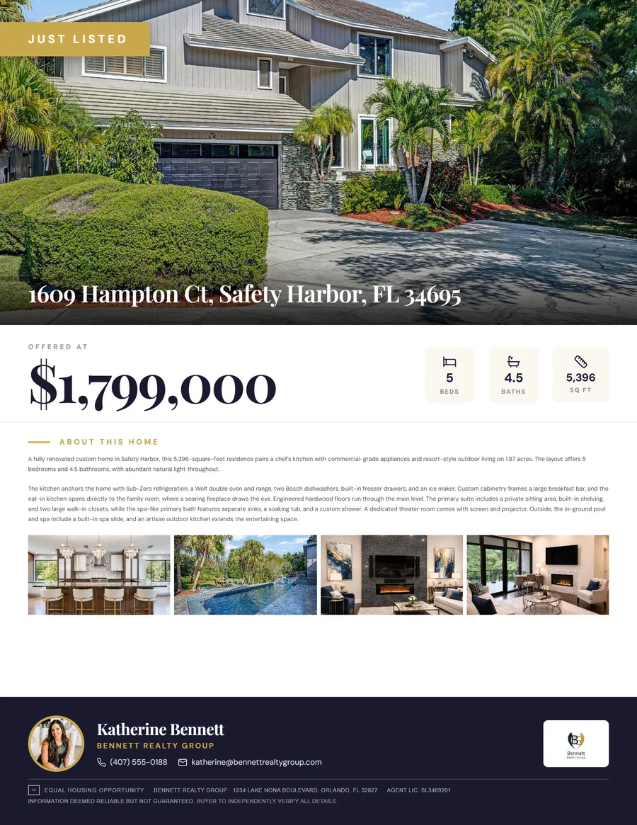 Classic flyer design for 1609 Hampton Ct